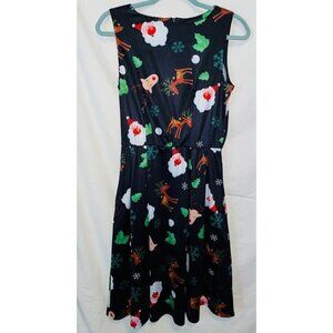 Unbranded Women's Christmas Holiday Dress Santa Reindeer Fun Size Small Pockets